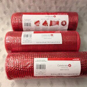 New! Set of 3 Packages of Red Craft Mesh for Valentine's Day